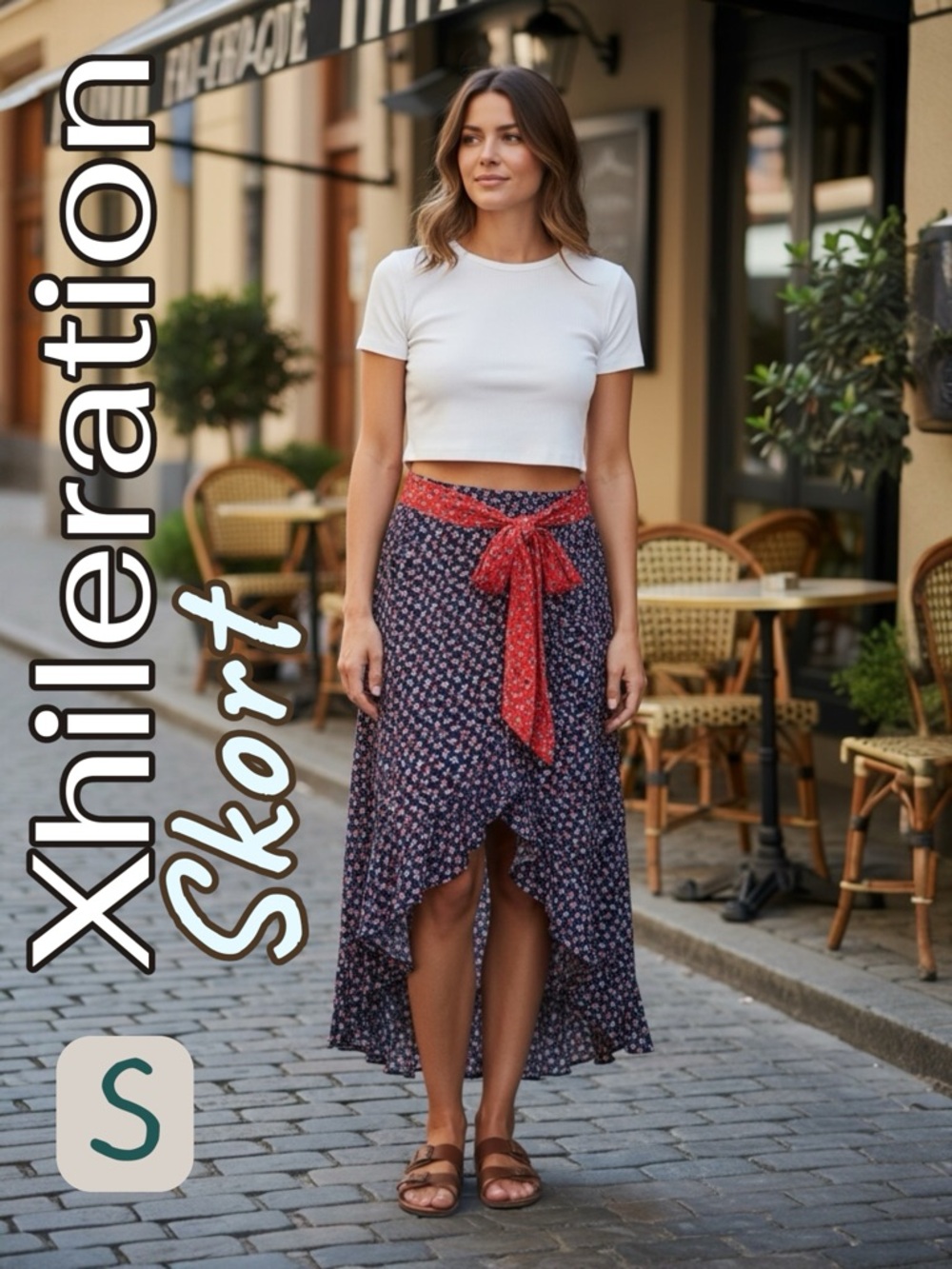 Xhilaration Skort with Maxi Floral Skirt - UNIQUE! Small